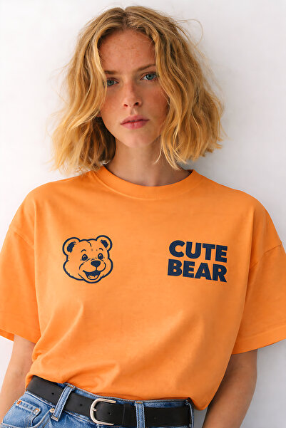 ArtYus Cute Bear Printed Crew Neck Unisex Oversize T-Shirt – Cotton Casual T-...