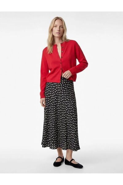 Koton Normal Bel Puantiyeli Viskon Midi Çan Etek
