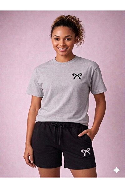 FAEL LİFE Women'S/Girls' T-Shirt and Shorts Set with Ribbon Print