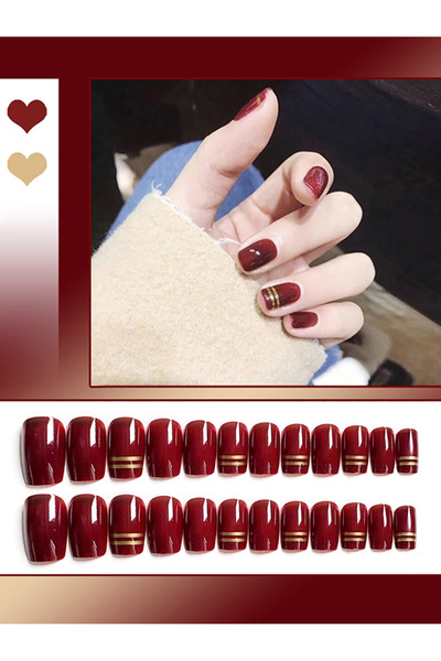 FridayIn Short square false nails elegant nail art set for women