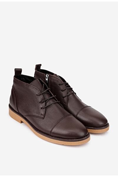 Dasha Men's boots made of dark brown textured leather