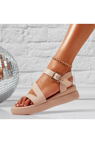 Zaira Sandale Dama cu Platforma Yalle Bej #15407 - 40