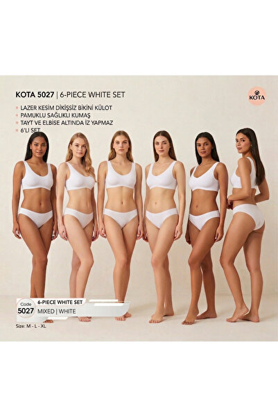 KOTA 6-Piece Laser Cut Seamless Bikini Panties - Healthy 100% Cotton Fabric