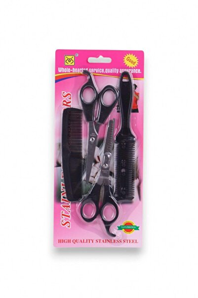 TAKIŞTIR 4-Piece Hair Cutting Tool Scissors and Comb Set