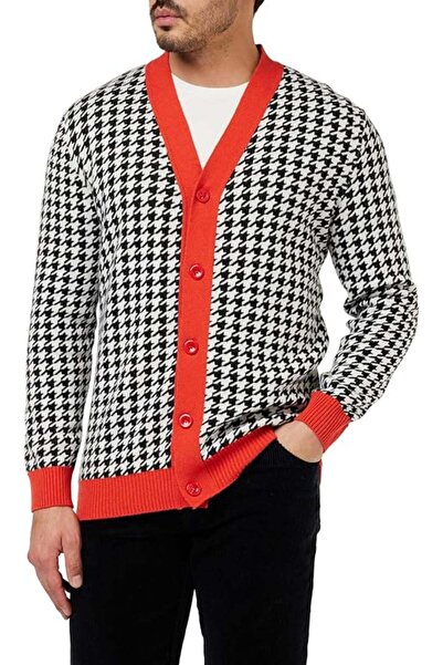 United Colors of Benetton Κόκκινη ανδρική ζακέτα με σχέδιο ράμφους κοτόπουλου...