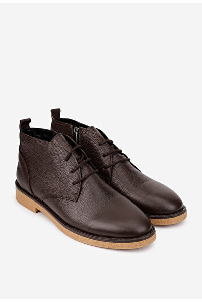 Dasha Men's dark brown textured leather boots