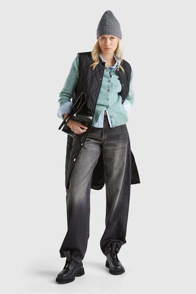 United Colors of Benetton Water Green Shetland Cardigan Model Code: 103Me500L531