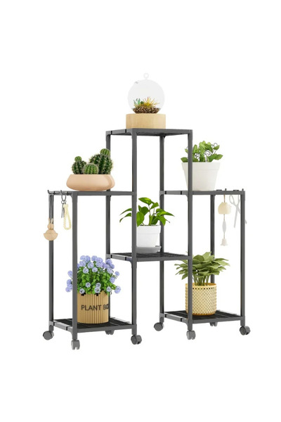 Amir Etajeră pentru flori cu 6 rafturi și roți metalice, design modern, 82,5 ...