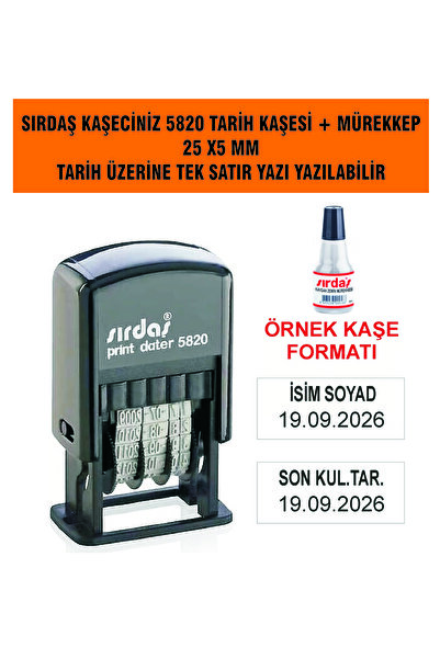 sırdaş kaşe KAŞECİNİZ 5820 TARİH KAŞESİ - KAYGAN ZEMİN BASKISINA UYGUN + MÜRE...