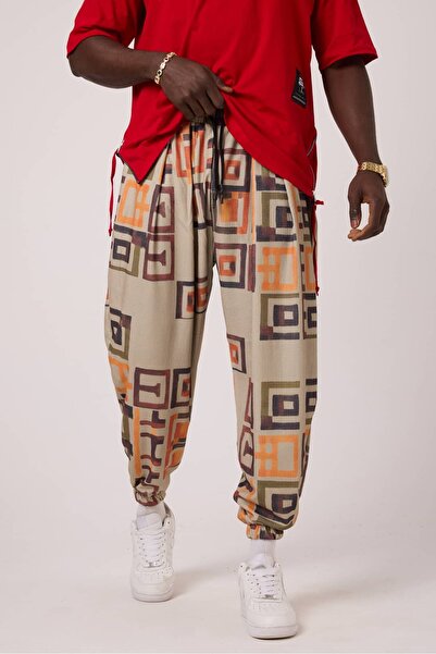 SUPERBLUE Men's Street Style Printed Bürümcük Sports Shalwar Trousers