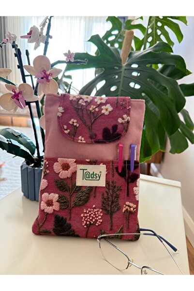 Tadsy Pudra Bahçesi açık desenli Kitap Kılıfı Şık ve Koruyucu Cepli Kitap Kıl...