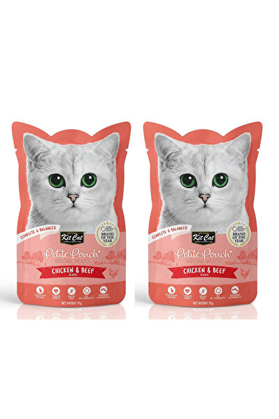 Kit Cat طعام قطط رطب بنكهة الدجاج واللحم البقري - عبوة صغيرة 70 جرام (عبوة من...