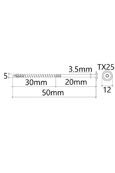 Mag-Krak Surub Dulgherie Cap Plat 5x50 mm Torx TX25 - 200buc/cutie