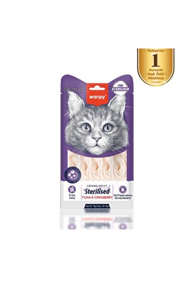 Wanpy Ton Balıklı & Kızılcıklı Kısırlaştırılmış Kedi Krema Ödülü 5×14 Gr