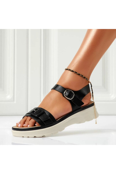 Zaira Sandale Dama cu Platforma Sandra Negre #15937 - 39