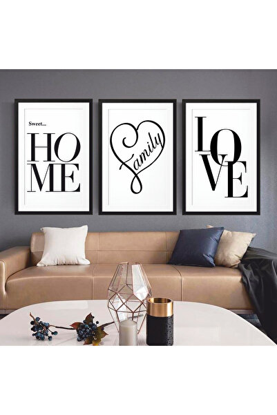 Hayat Poster Beautiful Home Family Love Affection 3 Piece Frame Look Mdf Wood...