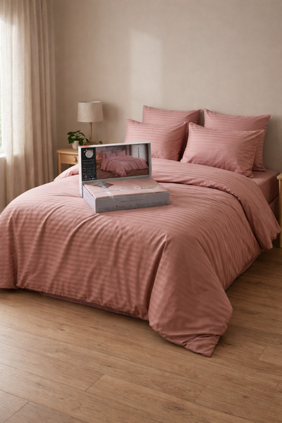 Constanza Exclusive Softelle Cotton - Satin Self-Striped Boxed King Size Duve...