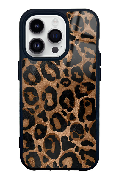 Spoyi iPhone 14 Pro Leopar Tasarımlı Glossy Telefon Kılıfı