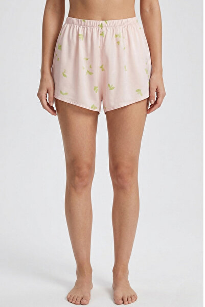 Laperissa Pudra-Çok Renkli Çiçek Detaylı Viskon Şort