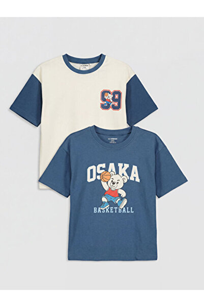 LC Waikiki RMZ GİYİM FARKIYA تي شيرت للأولاد بياقة روبا، عبوة من قطعتين