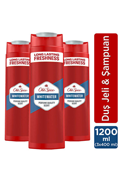Old Spice Whitewater Erkek Duş Jeli ve Şampuan 400 ml x3