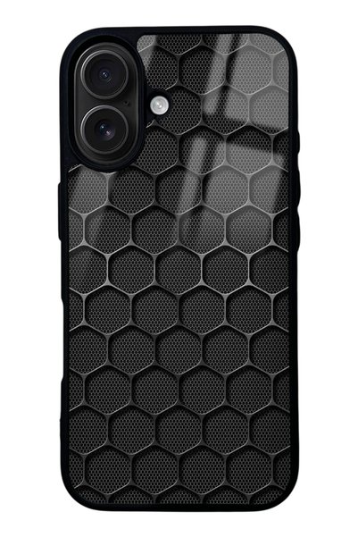 Spoyi iPhone 16 Glossy Phone Case with Armor Grid Design