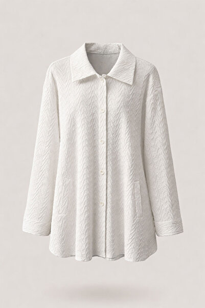 On Fashion جاكيت نسائي بياقة وأزرار وتفاصيل جيوب - إكرو