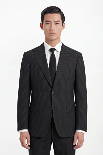 Giotelli Men's black 4-panel wool blend suit
