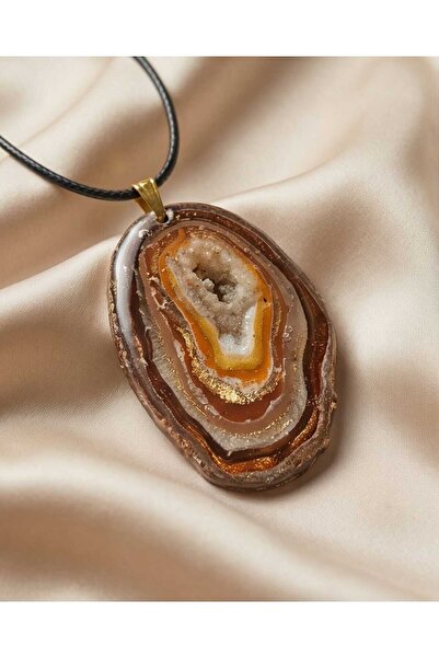 Dodemert Home Coffee Natural Stone Look Polymer Clay & Epoxy Design Necklace ...