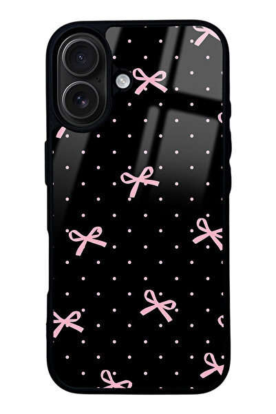 Spoyi iPhone 16 Pembe Kurdele Tasarımlı Glossy Telefon Kılıfı