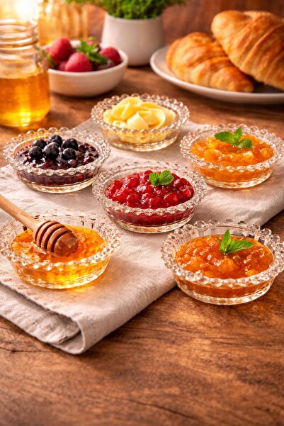 YzHome 6-Piece Glass Beaded Bowl, Snack Bowl, Jam Bowl, Breakfast Bowl, 4*13cm