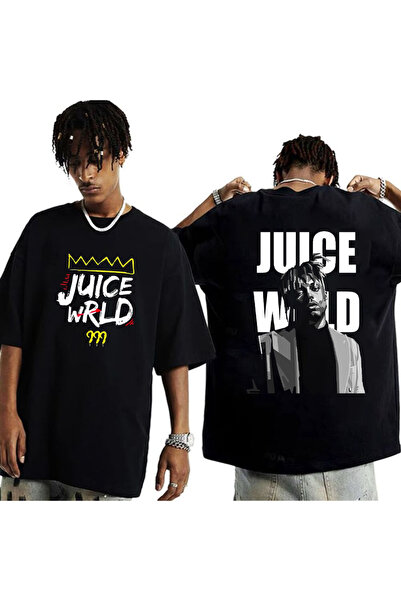 MAGORS Juice Wrld Printed Unisex Oversize Cut 100% Cotton Crew Neck Black Rap...