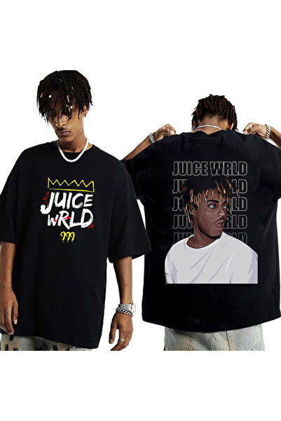 MAGORS Juice Wrld Printed Unisex Oversize Cut 100% Cotton Crew Neck Black Rap...