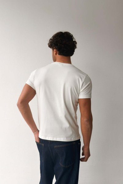 Flaw Wear Basic Slim Fit Ecru T-Shirt