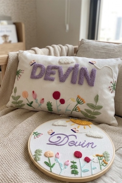 afralya home İsimli Bebek kapı süsü-takı yastığı takımı, punch nakışlı bebek ...