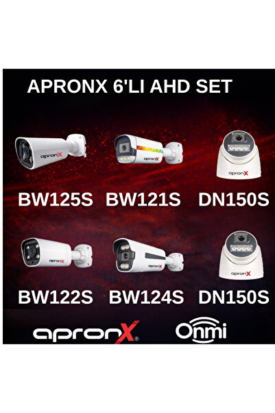 APRONX 6’LI AHD Bullet Dome Mikrofonlu Güvenlik Kamera Seti