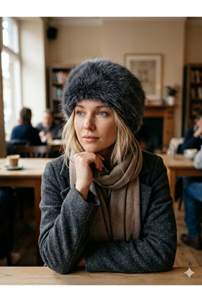 sevaradekor Plush Women's Beret Plush Women's Hat Lolita Furry Cap Hat