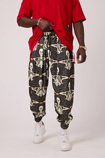 SUPERBLUE Men's Street Style Printed Bürümcük Sports Shalwar Trousers