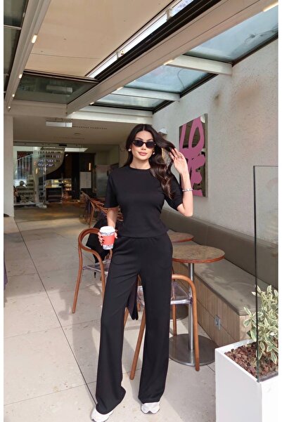 timagna Γυναικείο Σετ Μπλούζα με Δέσιμο στην Πλάτη και Παντελόνι με Φαρδιά Μπ...