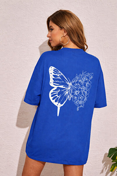 SİBELİZE Bsi̇beli̇ze Unisex Butterfly Printed Oversize T-Shirt