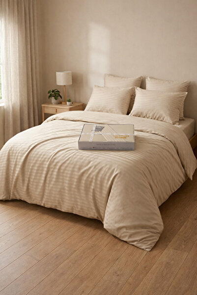 Constanza Exclusive Softelle Cotton - Satin Self-Striped Boxed King Size Duve...