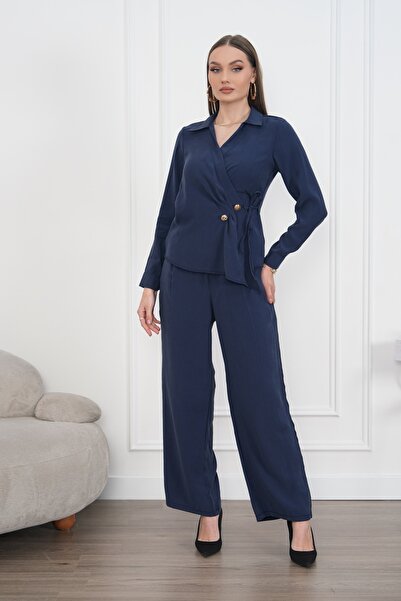 Chago Γυναικείο Σετ Μπλούζας με Λεπτομέρεια Κουμπιών και Μακρύ Μανίκι CHG26051