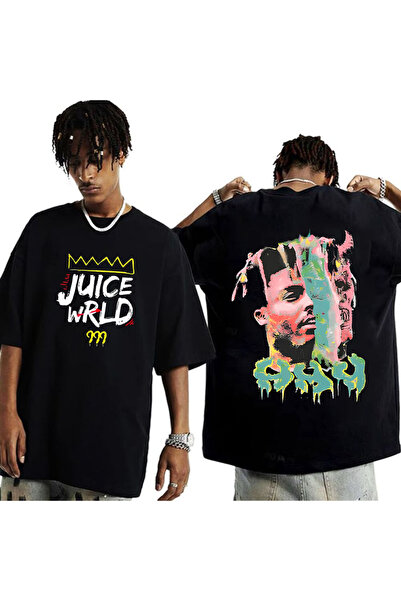 MAGORS Juice Wrld Printed Unisex Oversize Cut 100% Cotton Crew Neck Black Rap...