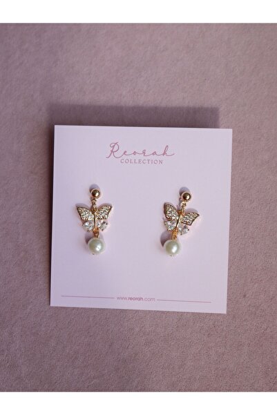 Reorah Collection Blush Butterfly Pearl Earrings-White