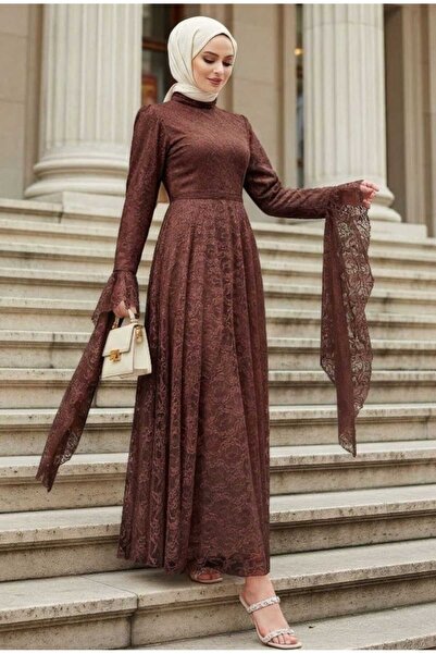 AKBAŞ Tesettür Dantel Elbise