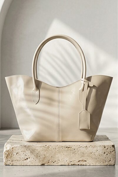 InStyle Beige Women's Hand and Shoulder Bag with Belt Detail