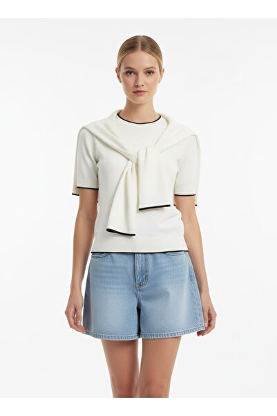 Noi Belis Блузка з короткими рукавами та хусткою, з круглим вирізом SS26BZ0083
