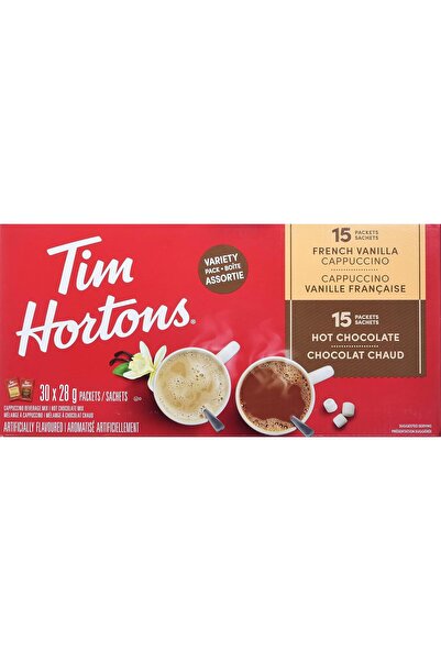 Tim Hortons Assorted Hot Chocolate, French Vanilla and Cappuccino, 30 x 28g P...