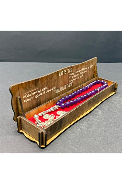 BEST PARTİ Best Special Wooden Boxed 33-Piece Amethyst Stone Prayer Beads
