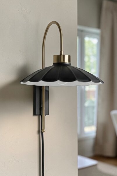 Bamyum Risso Siyah Fişli Tekli Aplik Salon Mutfak Koridor Cafe Butik Lamba Ay...